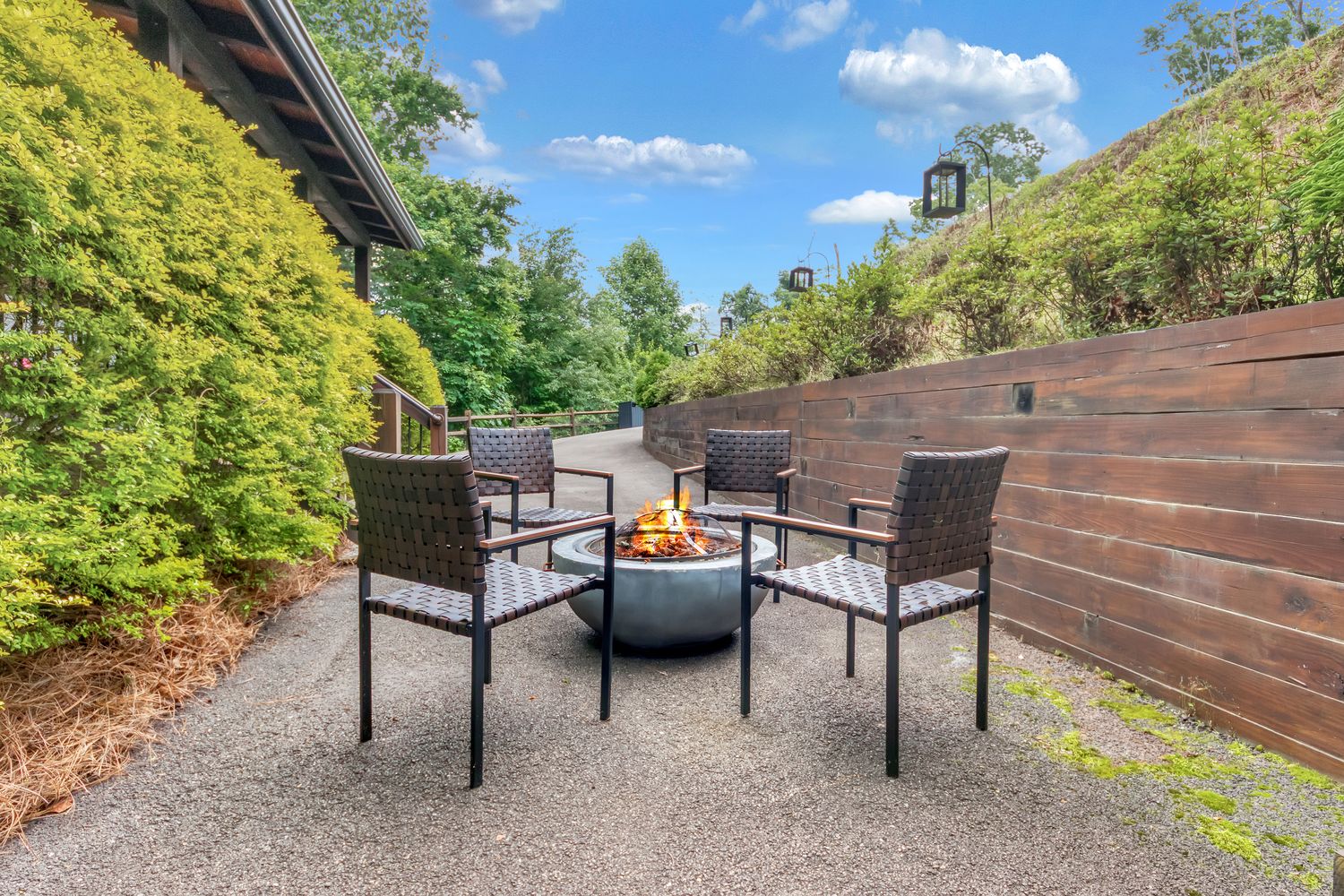 Firepit under the lanterns