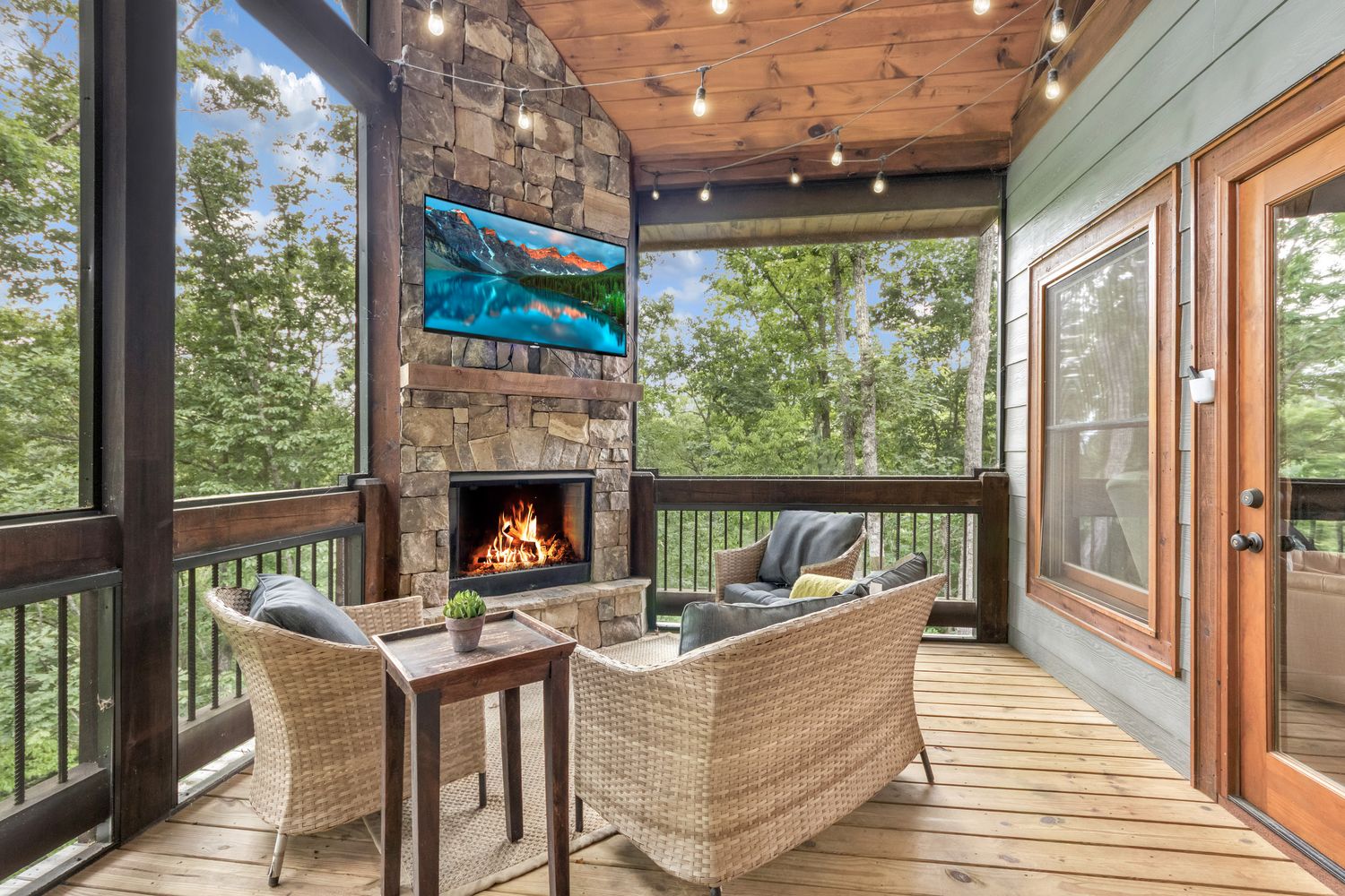Fireside seating in the trees