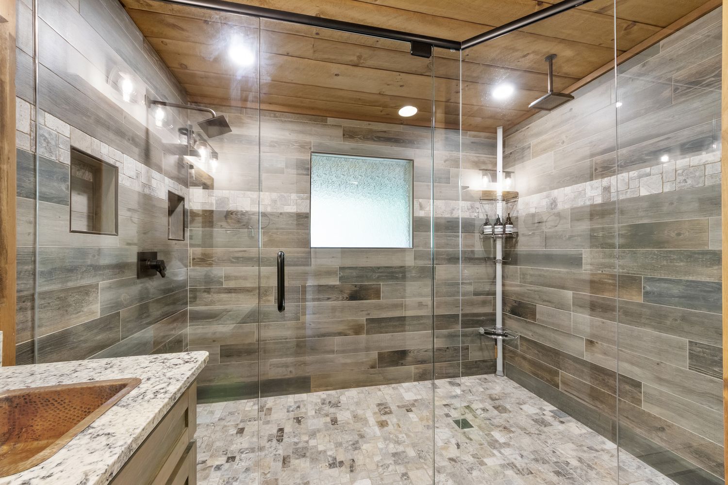 Double-head spa shower