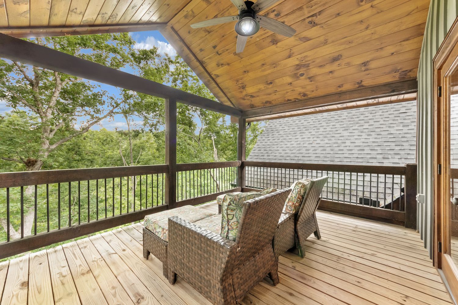 Private vaulted porch off the upstairs bedroom